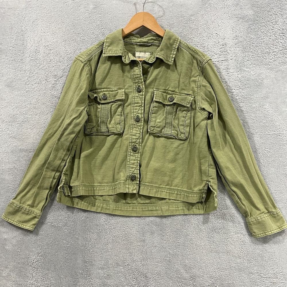 American‎ Eagle Womens Small Long Sleeve Cropped Shacket Shirt Jacket Y2K Boho